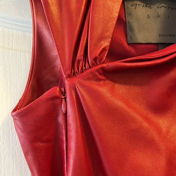 NWOT Greta Constantine red leather dress for Danier - Picture 4 of 10
